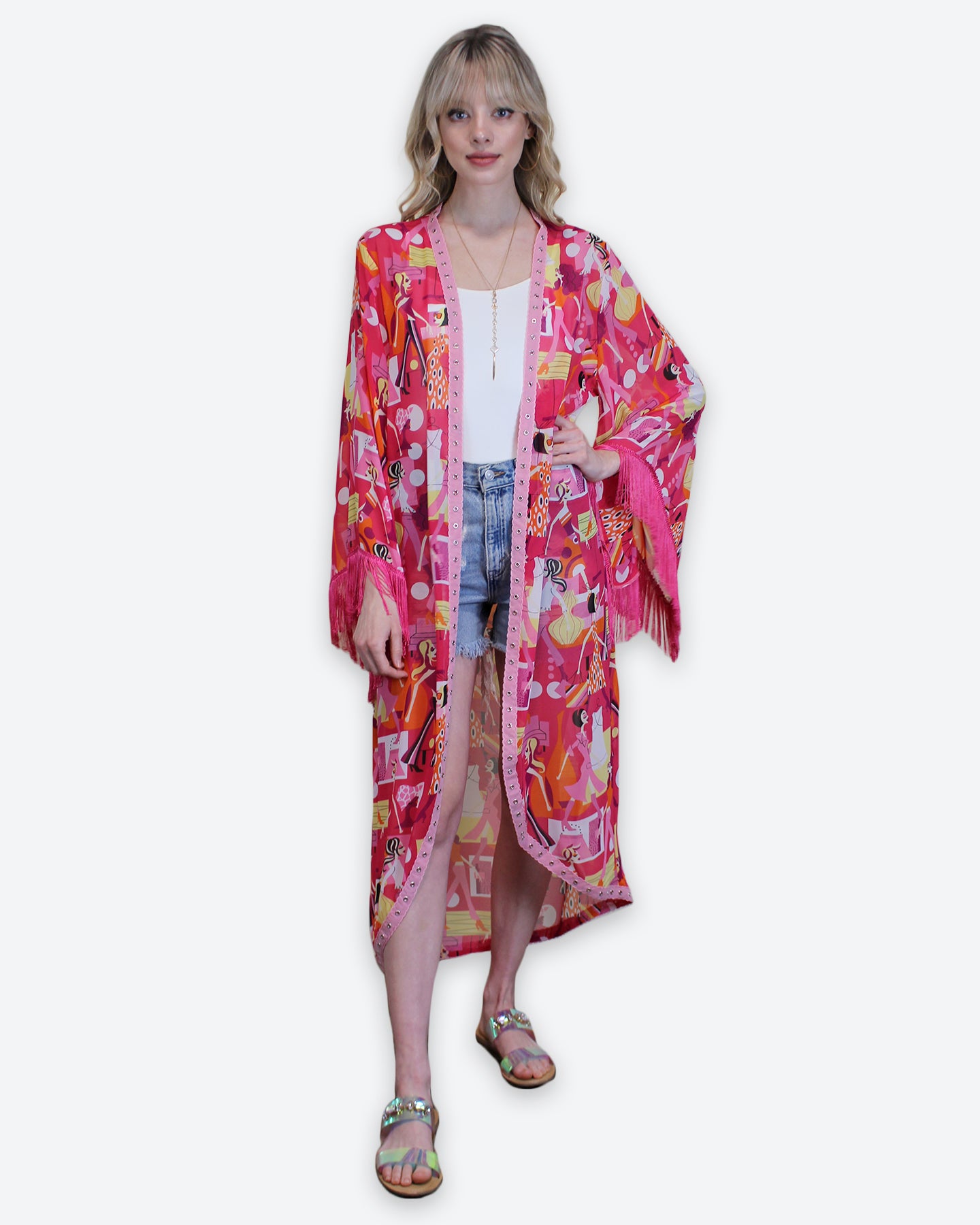 Pink Palm Springs Girls Kimono